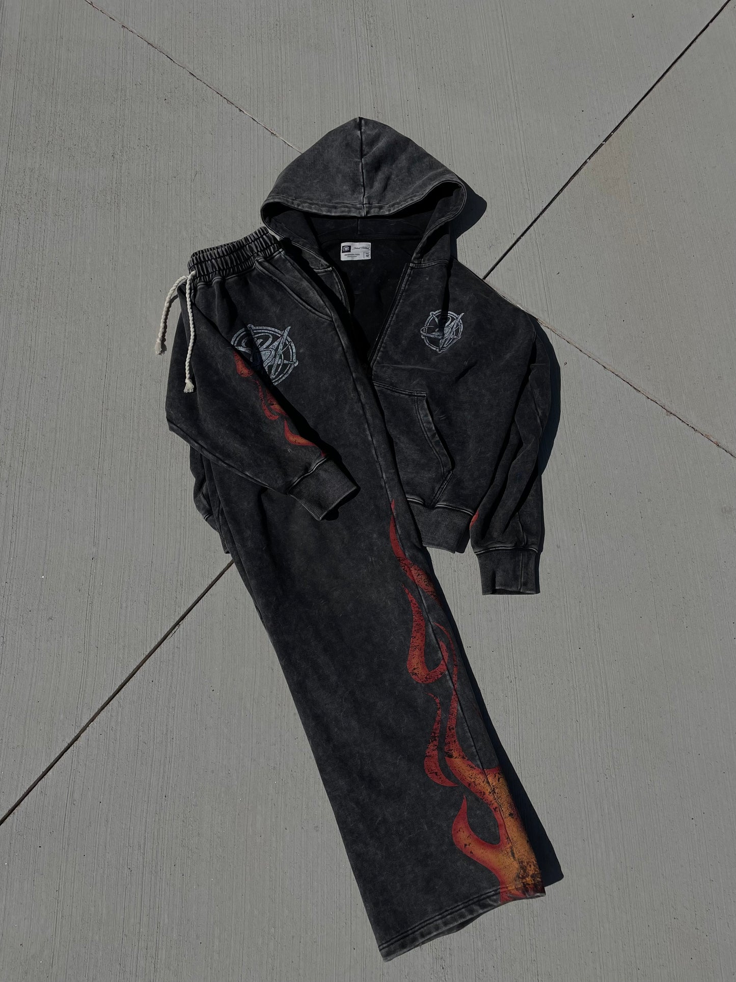 Charcoal Collection “INFERNO” Oversized Zip-up Hoodie